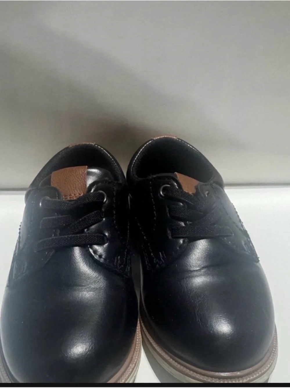 Mix No. 6 Black Kids Dress Shoes with Brown Tongue Accent